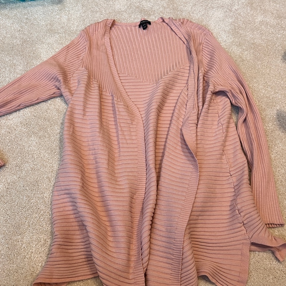 Lane Bryant Dusty Pink Ribbed Cardigan